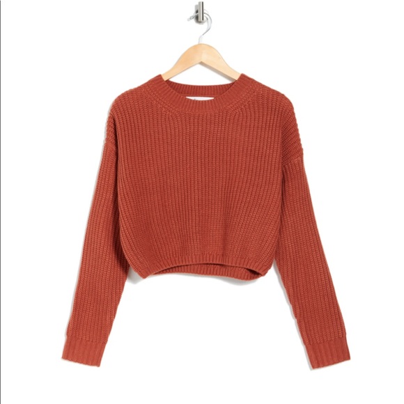 Elodie Sweaters - Elodie Rust Crewneck Crop Sweater